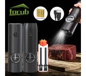 Molinillo de pimienta eléctrico, juego de molino automático de sal y pimienta con luz LED de aspereza ajustable para molinillo de especias, utensilio de cocina Battery  negro