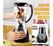 Batidora de pie, licuadora, cafetera, exprimidor, 1500ML, 3 velocidades, exprimidor eléctrico multifunción, fruta vegetal, lavable, 2 en 1