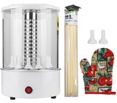 Parrilla eléctrica para barbacoa doméstica, horno infrarrojo de rotación rápida con guantes anti-escaldaduras  (Blanco ) blanco