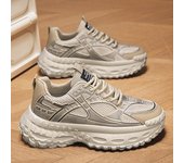 Zapatillas deportivas de moda para hombre, zapatillas informales gruesas de lujo para hombre, zapatos de papá con aumento de altura, zapatillas deportivas transpirables para hombre. 39 caqui