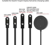 Cable de carga para relojes Xiaomi Haylou RS3 LS16, LS05, LS02, LS10 RS3 LS16/Solar Plus negro