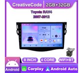 Radio Android para coche Toyota RAV4 2007-2012 con botón, reproductor Multimedia de vídeo estéreo 2din, WIFI, GPS, Carplay, 2 + 32GB 2+32GB