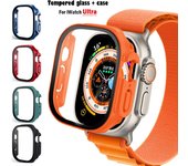 Vidrio + funda para Apple Watch Ultra 49mm correa smartwatch PC parachoques + Protector de pantalla cubierta templada serie iwatch accesorios de banda 38mm blanco