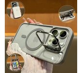 Funda de teléfono con soporte de protección de lente magnética Magsafe para iPhone 16, 15, 12, 13, 14 y 11 Pro Max, cubierta de anillo de metal transparente con vidrio para cámara iPhone 14 Pro negro