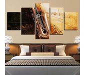 Cuadro sobre lienzo para pared, 5 piezas, notas de saxofón, póster musical, decoración del hogar, sala de estar, dormitorio, imágenes modulares 20X35 20X45 20X55cm