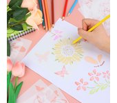 12 plantillas de dibujo de mariposas de 5,9 pulgadas, flores de mariposas de plástico