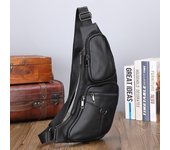 Bolso bandolera de piel de vaca de primera capa para hombre, bolso bandolera diagonal de un solo hombro, bolso bandolera diagonal deportivo, bolso bandolera 21cm*2cm*38cm negro