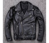 Nuevas chaquetas clásicas de primavera con cremallera oblicua para motocicleta, chaqueta de cuero para hombre, piel de becerro Natural, chaqueta de piel de vaca gruesa y delgada para hombre M