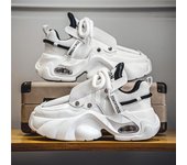 Zapatillas de deporte para hombre, estilo coreano, otoño/invierno 2024, nuevas zapatillas deportivas con cordones de moda, informales, negras, antideslizantes, con suela gruesa, zapatos de moda para hombre 39 blanco