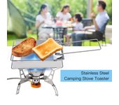 Placa tostadora plegable de acero inoxidable, parrilla tostadora de pan portátil para acampar al aire libre plata