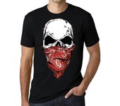 Camiseta gráfica para hombre - Gang Skull - Camisa con bufanda roja para fanáticos XS negro