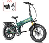 Bicicleta eléctrica plegable Vitilan I7 Pro 2.0, 750 W, 48 V, 20 Ah, 45 km/h, 70 velocidades, suspensión neumática, horquilla delantera, freno de disco hidráulico verde