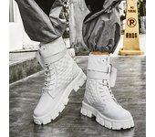 Zapatillas de calle Hip Hop para bailar, zapatos informales de Rock, Botines de Cuero encerados, zapatos clásicos con cordones, zapatillas altas para hombre 39 negro