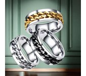Anillo giratorio de acero inoxidable para hombre: joyería de acero de titanio resistente a la decoloración Number 7