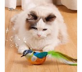 Juguete interactivo para gatos con forma de pájaro que canta, pájaro eléctrico de peluche activado por tacto, juguete para gatos y perros de interior A