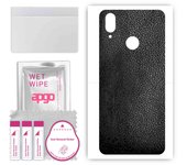 apgo Protective Skin Sticker for the back compatible with Cubot J7, Wrap Film, Foil, Vinyl - Pattern Black Leather