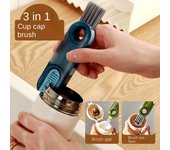 Cepillo limpiador de huecos de botella 3 en 1, cepillos de limpieza de tazas multifuncionales, herramienta de limpieza de botellas de agua, Mini cepillo de silicona en forma de U azul