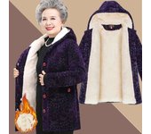 Sección media y larga de la chaqueta acolchada de algodón grueso para mujeres mayores de invierno chaqueta acolchada con capucha de terciopelo dorado XXXXXL negro