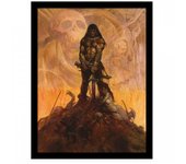 Póster enmarcado de Frazetta Jurassic Kitty 30cm x negro