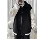 Chaqueta de manga larga a la moda con personalidad y patrón de cintura holgada con cuello alto para hombre, chaqueta de moda de primavera y otoño M blanco