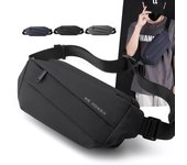 Bolso de pecho para hombre, bolso cruzado de moda, riñonera para deportes al aire libre, marca de moda, gran capacidad, multifuncional, impermeable y a prueba de robos negro