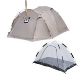 Tienda de campaña ignífuga impermeable para 2 personas con faldón para nieve para acampar, hacer senderismo y cazar
