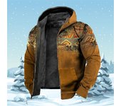 Sudaderas con capucha con cremallera para hombre, abrigos Parka de lana de invierno, chaquetas con gráficos étnicos tribales, sudaderas, abrigo con capucha y cremallera XXXL
