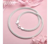Collar de boda de plata de ley 925 con cadena de serpiente de 6 mm y 20/24 pulgadas 50cm