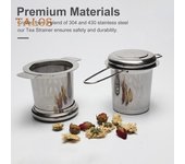 Infusor de colador de té de acero inoxidable con tapa para té de hojas sueltas Filtro de malla fina para teteras Tazas Tazas Durable Ecológico Fácil de limpiar Lavavajillas plata