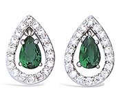Les Trésors De Lily [L7437] - Boucles Argent 'Sissi' vert blanc argenté (rhodié) - 12x8 mm verde