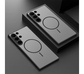 Funda magnética mate de lujo para Samsung S25 Ultra, S24 FE, S23, S22 Plus, S21, con borde suave, a prueba de golpes, transparente, rígida, de PC, con carga inalámbrica Samsung S22 Ultra negro