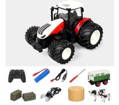 Tractor teledirigido, 1 : Tractor de juguete teledirigido de 24 escalas de 2,4 Ghz con heno de pinza de remolque varios colores