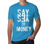 Camiseta vintage para hombre, camiseta gráfica, di sí al dinero, color aguamarina XS rica azul eléctrico