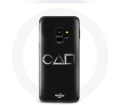 Coque pour Samsung S9 plus Squid Game logo symboles carre cercle triangle Fond Noir