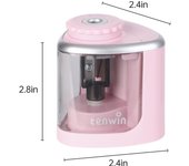 Sacapuntas eléctrico tenwin, portátil, con batería, para lápiz de 68mm, compatible con modo Manual para color rosa