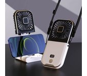 Mini ventilador portátil para exteriores, ventilador de cuello colgante, carga USB, alimentado por batería de 3000 mAh, ventilador de mesa inalámbrico plegable de 180°, ventilador de refrigeración de aire
