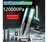 Aspirador de coche inalámbrico potente de 120000PA, miniaspirador portátil de mano para coche y electrodomésticos, máquina de limpieza de succión fuerte negro