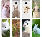 Funda de TPU negra para Xiaomi Redmi 7A, 8, 8A, 9, 9A, 9C, Redmi Note 8T, 8 Pro, Note 9, 9S, 9 Pro, con lindos conejos blancos. Xiaomi Redmi 7A