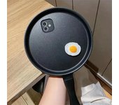 Funda de teléfono con huevos fritos en sartén 3D para iPhone 16, 15, 14, 13, 12, 11, Max, X, XR, Xs Max, 7, 8 Plus, funda de teléfono móvil con sartén para Samsung S24, S23, Ultra, S22 Plus iphone 14promax blanco