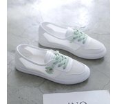 Zapatillas planas de primavera y verano para mujer, zapatillas de deporte de malla transpirable con cordones para tenis, zapatos informales ligeros huecos para mujer, zapatos cómodos blancos 41 verde