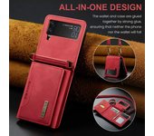 Estuche para tarjetas con ranuras para tarjetas para Samsung Flip 4, la mejor protección para Samsung Galaxy Z Flip 4, funda tipo cartera con correa de cuero para teléfono Flip 4 For  Z Flip 4 negro