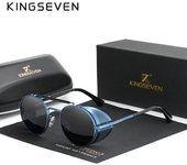 Genuino KINGSEVEN Retro redondo Steampunk gafas de sol hombres Retro mujeres gafas de sol tonos Vintage gafas de viaje 7550 M