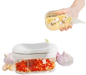 Picadora de alimentos, picadora de ajo manual, picadora de cebollas y verduras, fácil de limpiar, cortadora de ajo manual gris