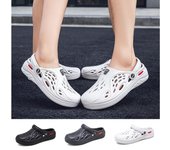 Nueva moda hombres y mujeres zapatos de zuecos de jardín zapatillas antideslizantes sandalias de playa de verano chanclas unisex 42 gris