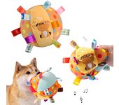 Pelota interactiva de juguete para perros, masticables para mascotas, entrenamiento, descomprimir, juguetes de peluche resistentes a mordeduras con campanas, suministros para mascotas
