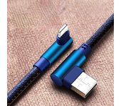 Cable de carga rápida de 90 grados Cable Micro USB tipo C USB para iPhone Android 1.5M Micro USB azul