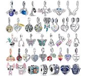 Dijes de astronauta compatibles con pulseras originales de moda, plata 925, pavé de circón, cuentas de ojos malvados, corona, corazón, árbol de la vida, joyería DIY SZK149