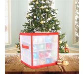 Caja de almacenamiento con 64 rejillas para bolas de Navidad, con tapa, para decoración de árboles de Navidad, caja de almacenamiento para adornos blanco