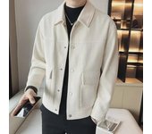 Chaqueta informal de pana para hombre: un abrigo de solapa moderno para primavera y otoño. Triple Extra Large negro