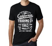 Camiseta vintage para hombre Camiseta gráfica California Trading 1963 Deep Black White Text XS negro